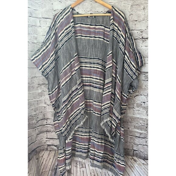 American Eagle Kimono Cover Up Open Front Caridgan Longline Boho Fringe One Size - Picture 1 of 7